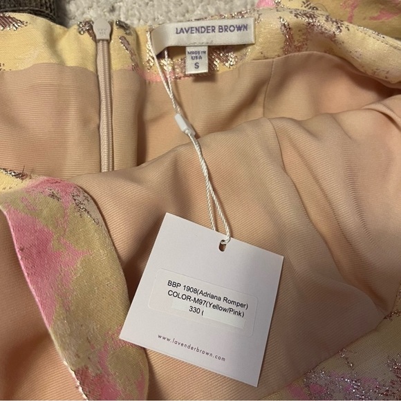NWT Lavender Brown Pink and Gold Floral Romper- Small - Picture 2 of 5
